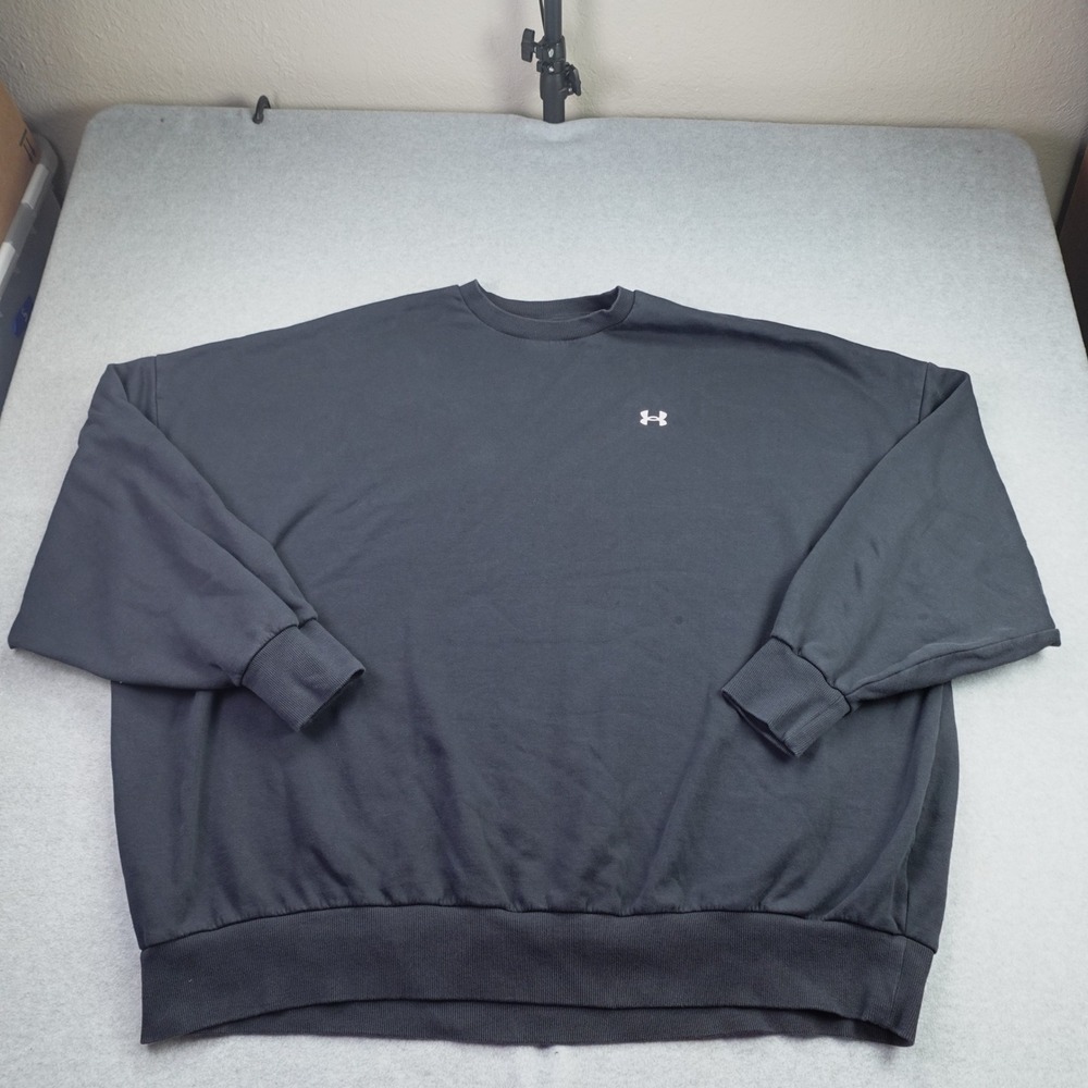 Under Armour Sweatshirt Mens 3X Black Athletic Pullover Crew Neck Logo